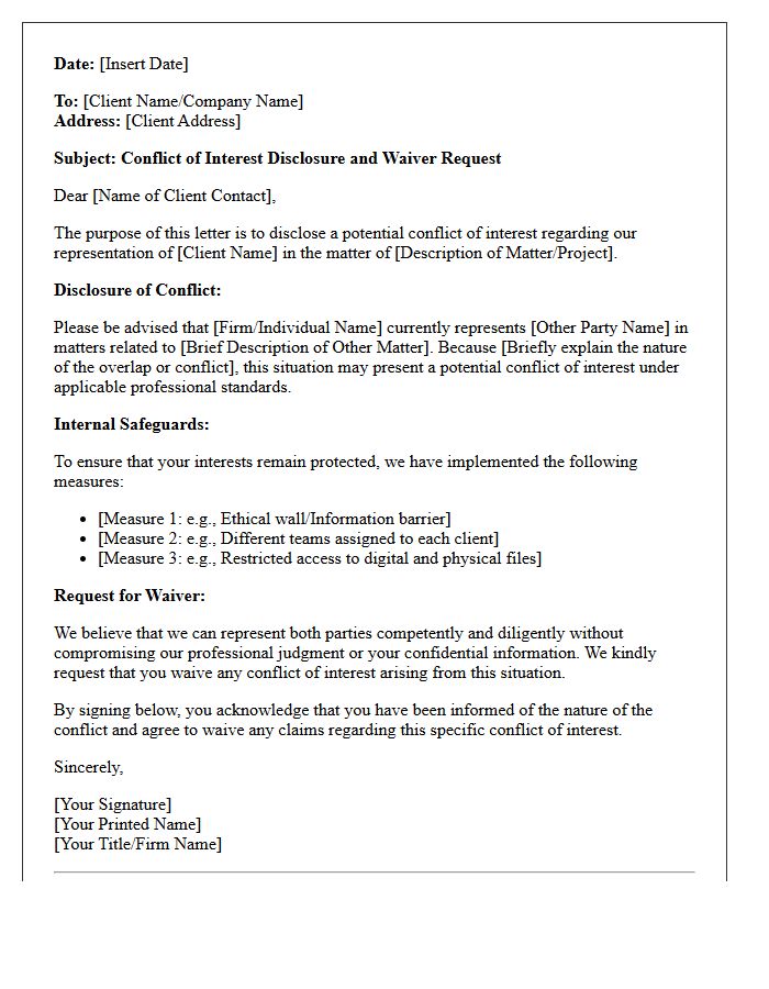 Conflict of Interest Waiver Letter