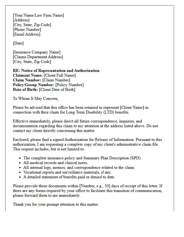 Long Term Disability Claim Representation Letter