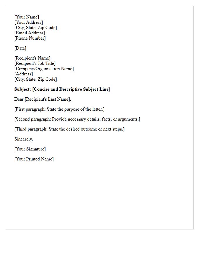 Formal Letter Subject Line