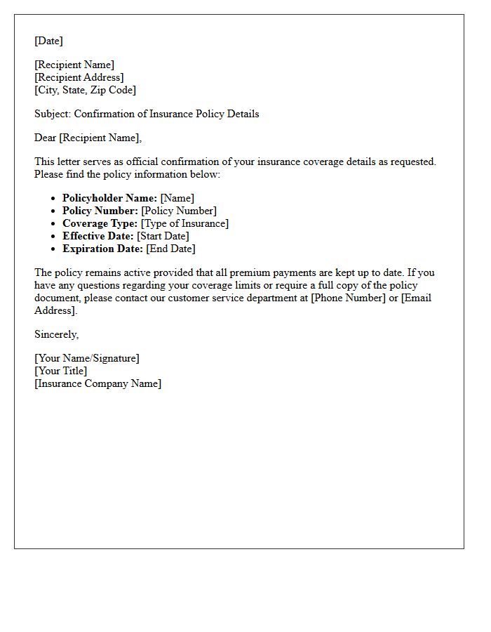 Insurance Policy Number and Coverage Period