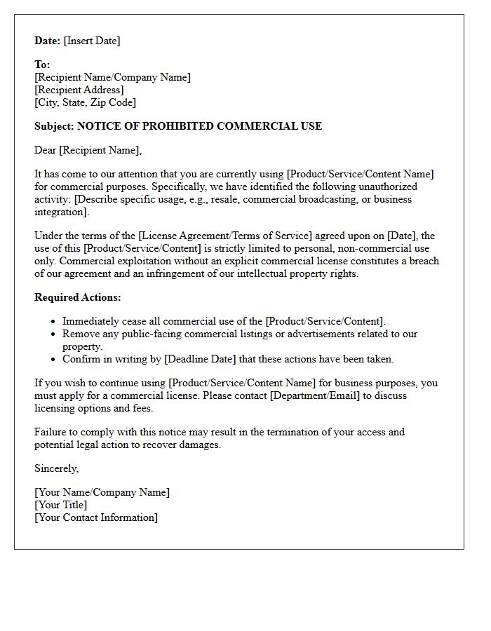 Discovery of Prohibited Commercial Use