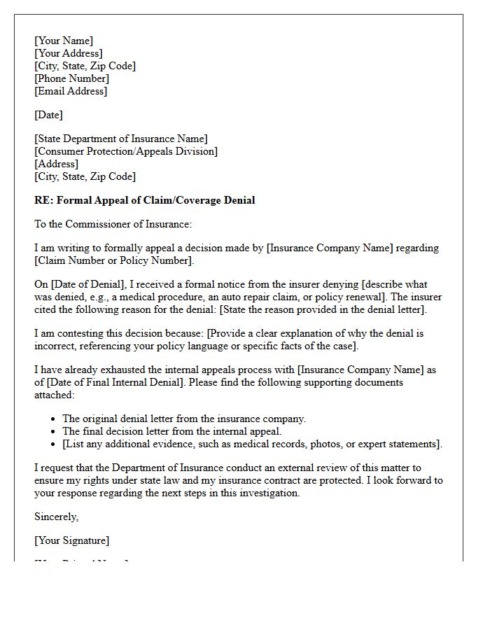 State Department of Insurance Appeal Rights