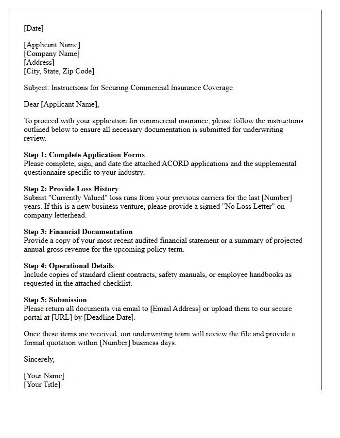 Instructions for Securing Commercial Coverage