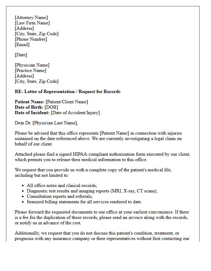 Attorney Letter of Representation to Treating Physician