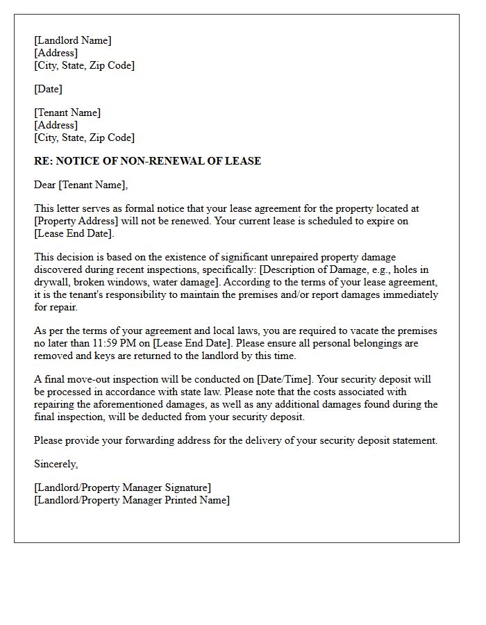 Notice of Non-Renewal Letter for Unrepaired Property Damage