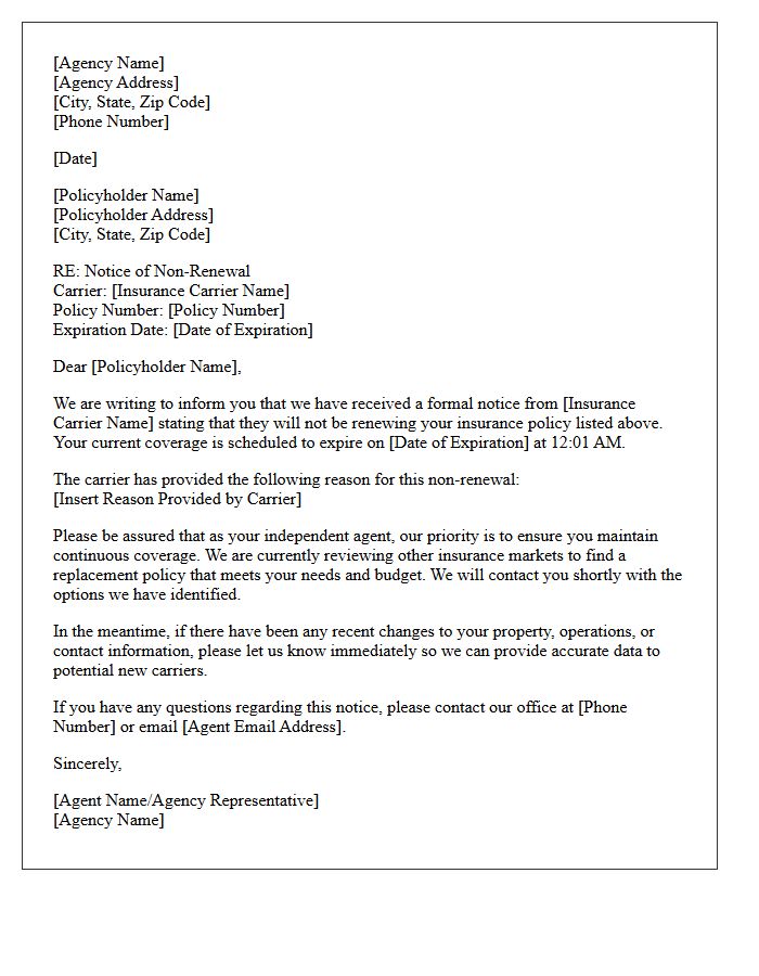 Agency Processing of Carrier Non-Renewal Notification Letter