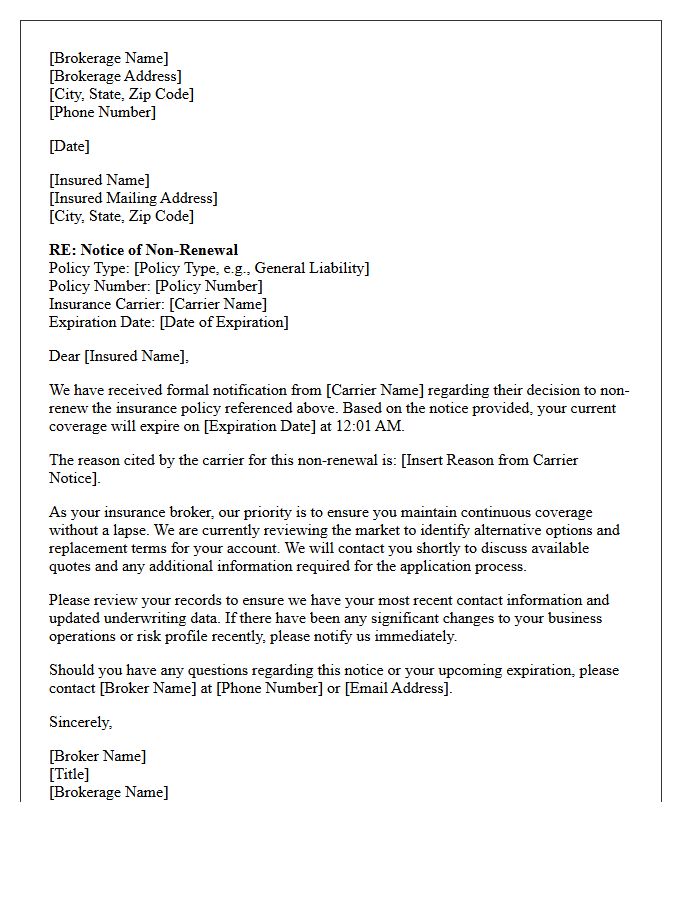 Brokerage Acknowledgment of Carrier-Initiated Non-Renewal Letter