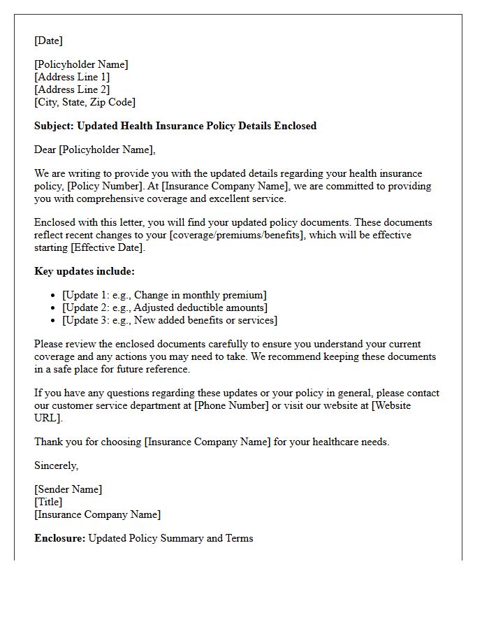 Updated Health Insurance Policy Details Enclosed Letter