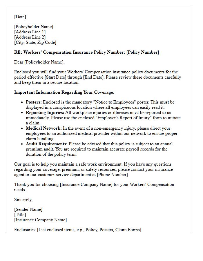 Workers Compensation Policy Enclosure And Information Letter