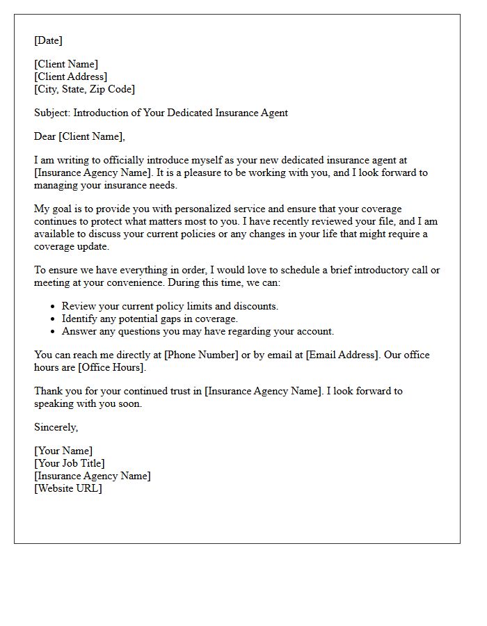 Introduction Letter to Meet Your Dedicated Insurance Agent