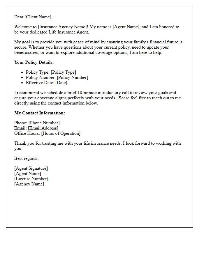 Meet Your Dedicated Life Insurance Agent Welcome Letter