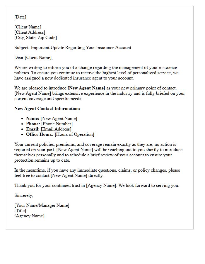 Transition Letter Introducing Your New Dedicated Insurance Agent