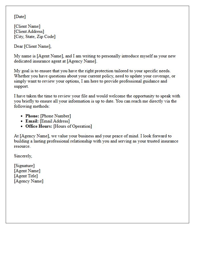 Personalized Letter Introducing Your Dedicated Insurance Agent