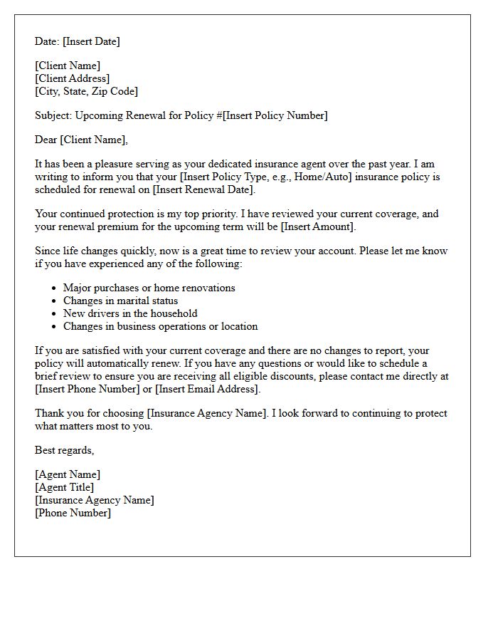 Policy Renewal Letter From Your Dedicated Insurance Agent