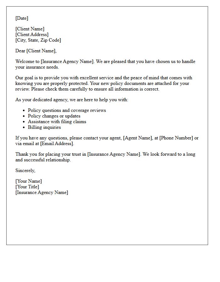 Welcome To Our Insurance Agency Letter