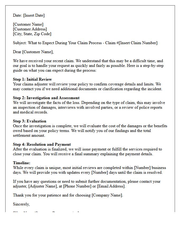 What To Expect During The Claims Process Letter