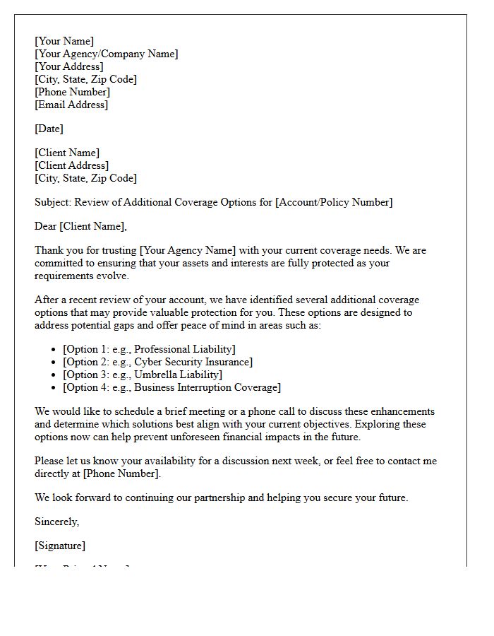 Exploring Additional Agency Coverage Options Letter