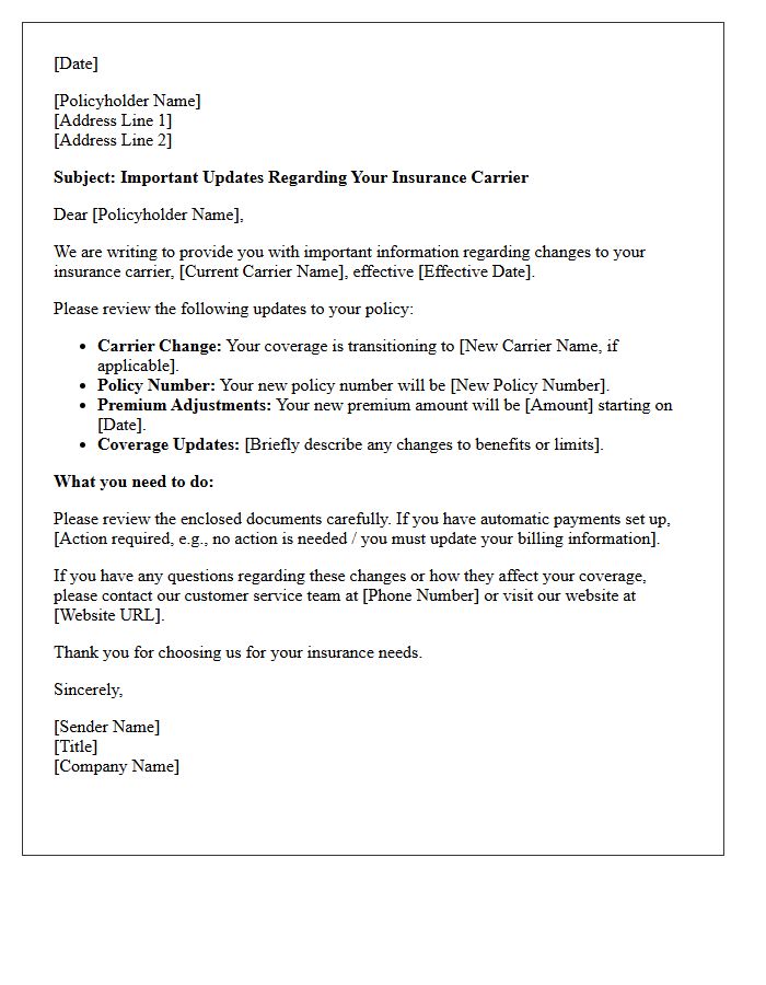 Important Updates Regarding Your Insurance Carrier Letter