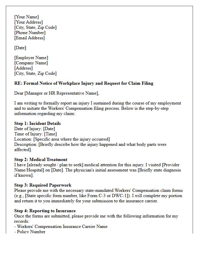 Workers Compensation Step-by-Step Filing Letter