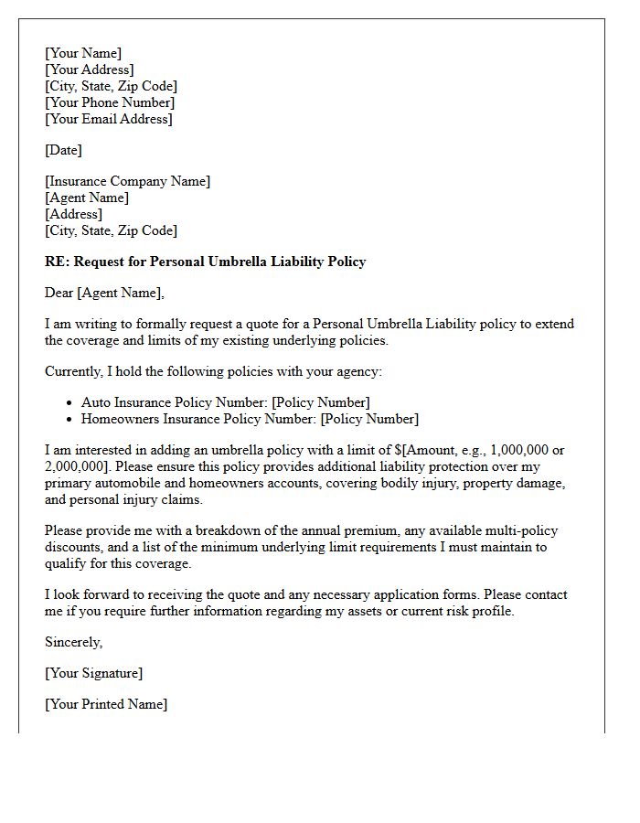 Umbrella Policy Letter for Extended Coverage and Limits