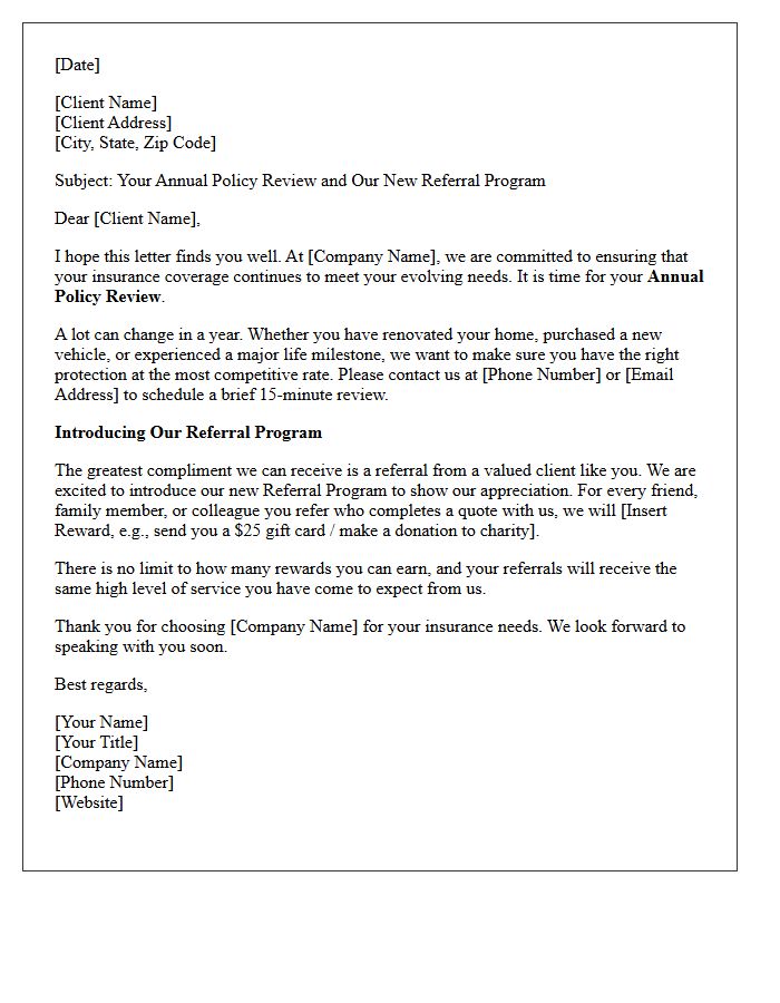 Annual Policy Review And Referral Program Introduction Letter