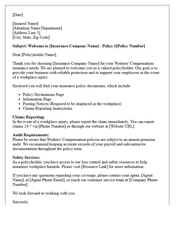 Workers Compensation Commercial Policy Welcome Letter