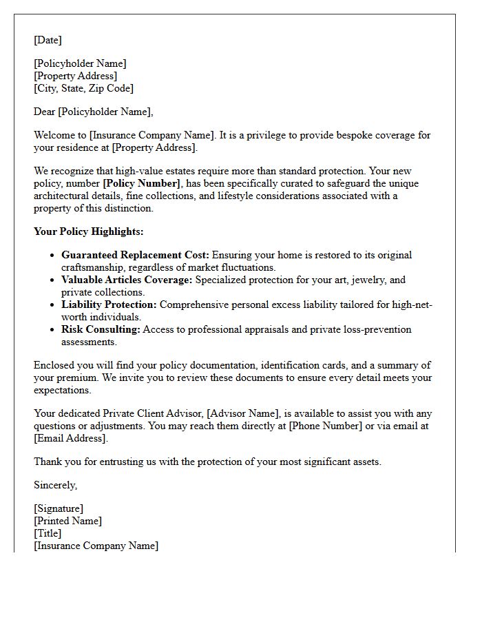 High-Value Property Welcome To Your New Homeowners Policy Letter
