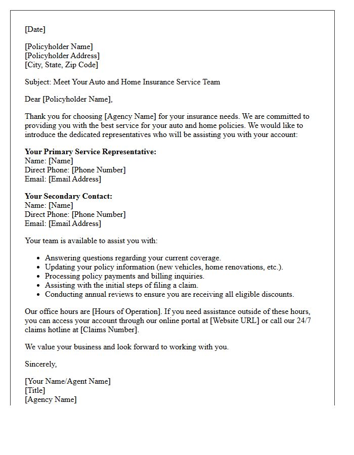 Getting to Know Your Auto and Home Insurance Service Representatives Letter
