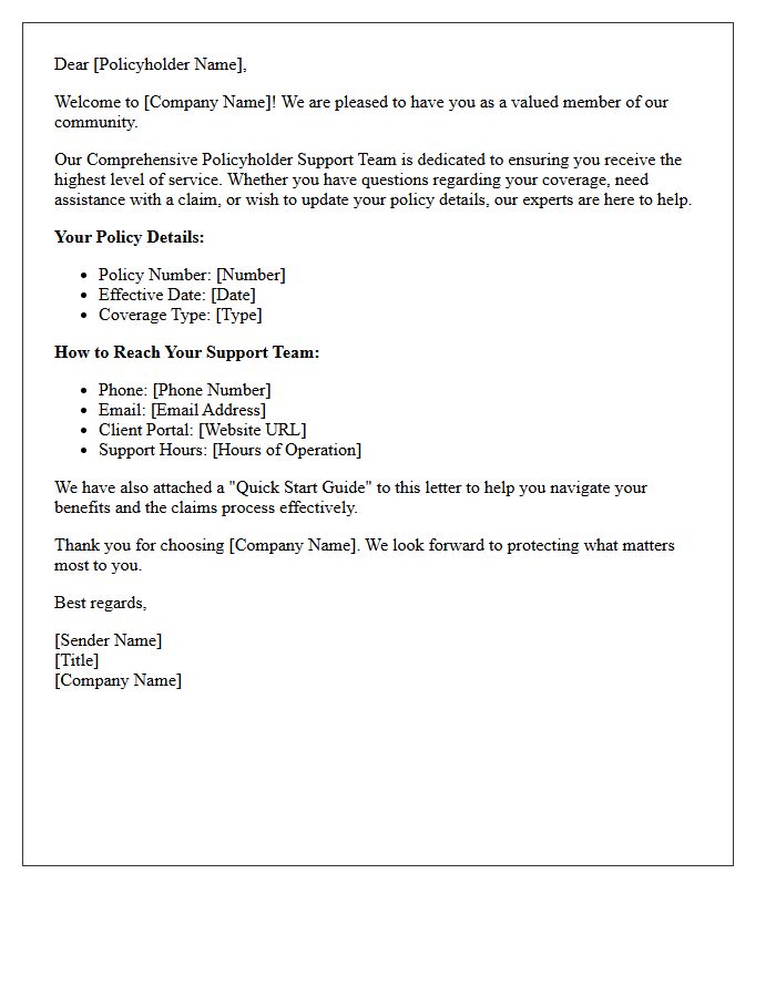 Welcome to Our Comprehensive Policyholder Support Team Letter