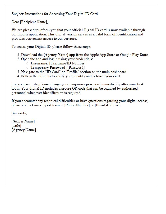 Digital ID Card Access Letter Through the Agency Mobile App