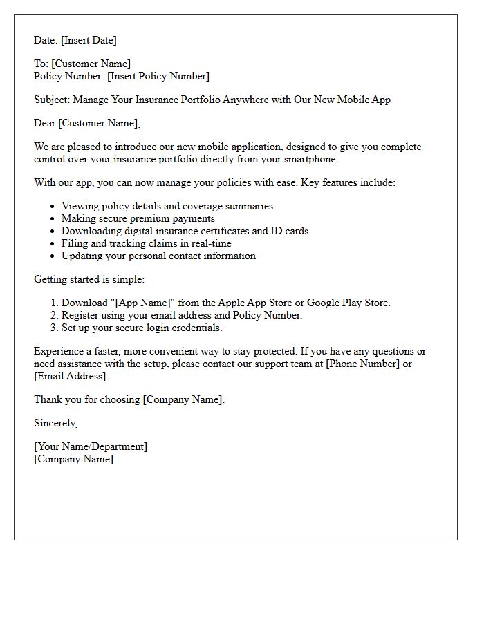 Introduction Letter for Managing Your Insurance Portfolio on Our Mobile App