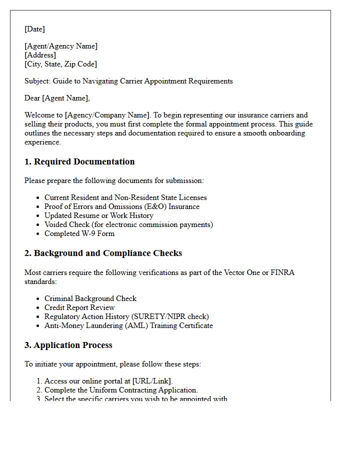 Guide to Navigating Carrier Appointment Requirements Letter