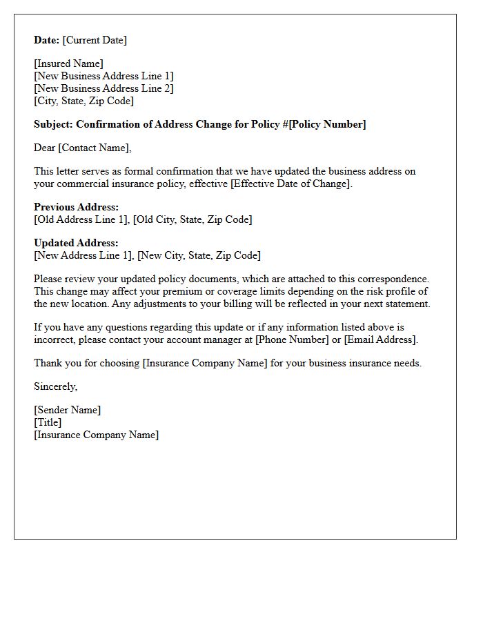 Commercial Policy Address Change Confirmation Letter