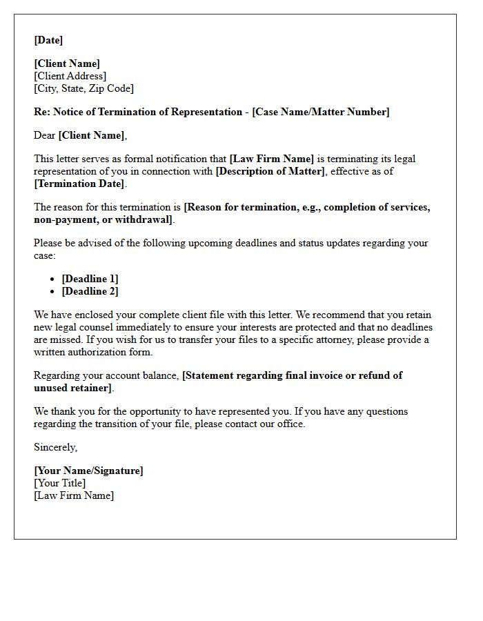 Termination of Representation Letter