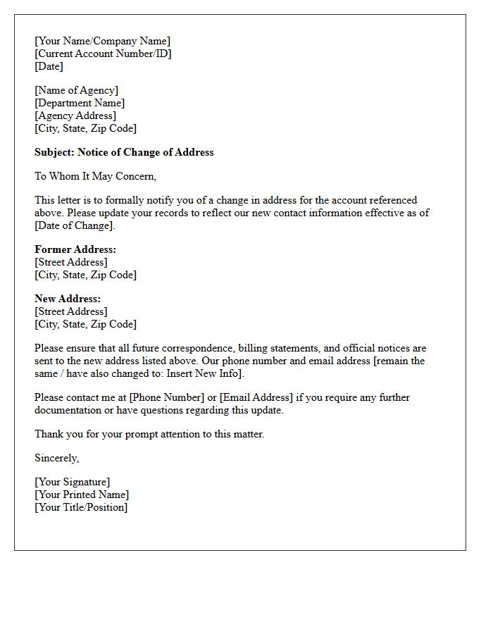 Agency Record Address Change Letter