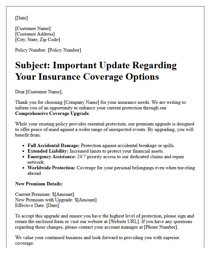 Comprehensive Coverage Upgrade Premium Letter