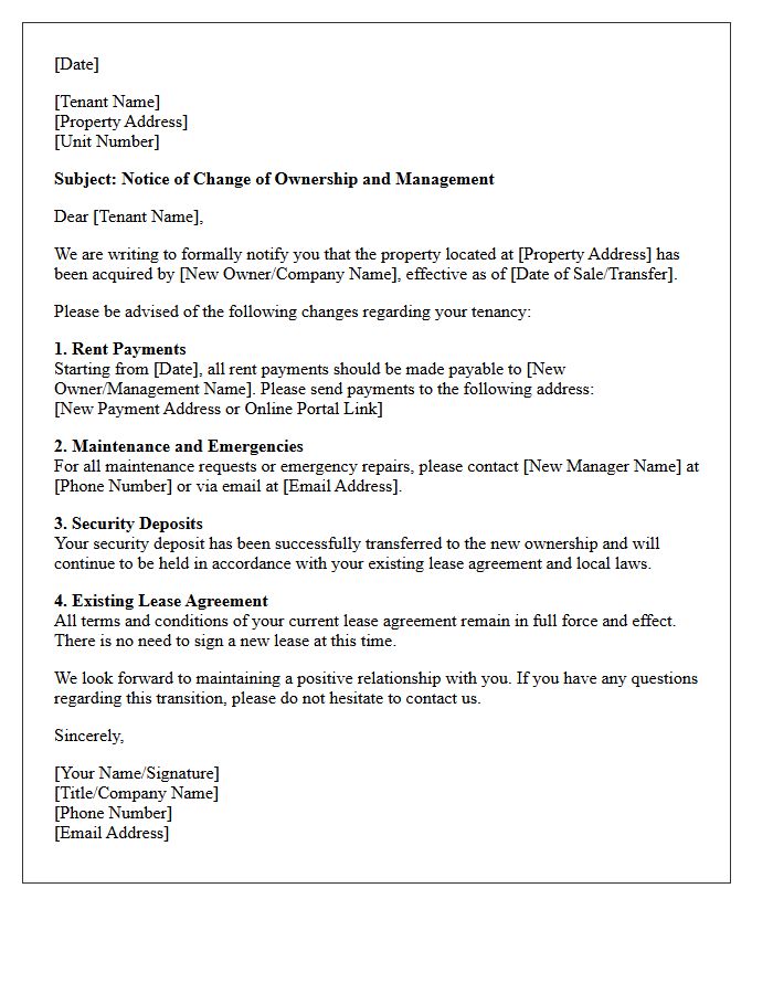 Newly Acquired Property Notification Letter