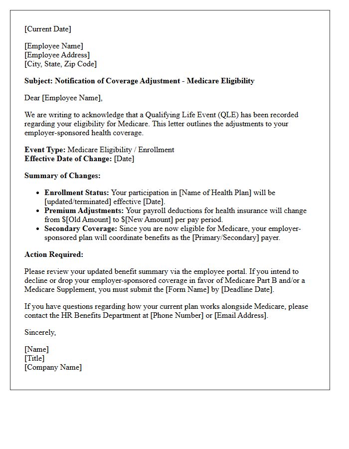 Medicare Eligibility Life Event Coverage Adjustment Letter