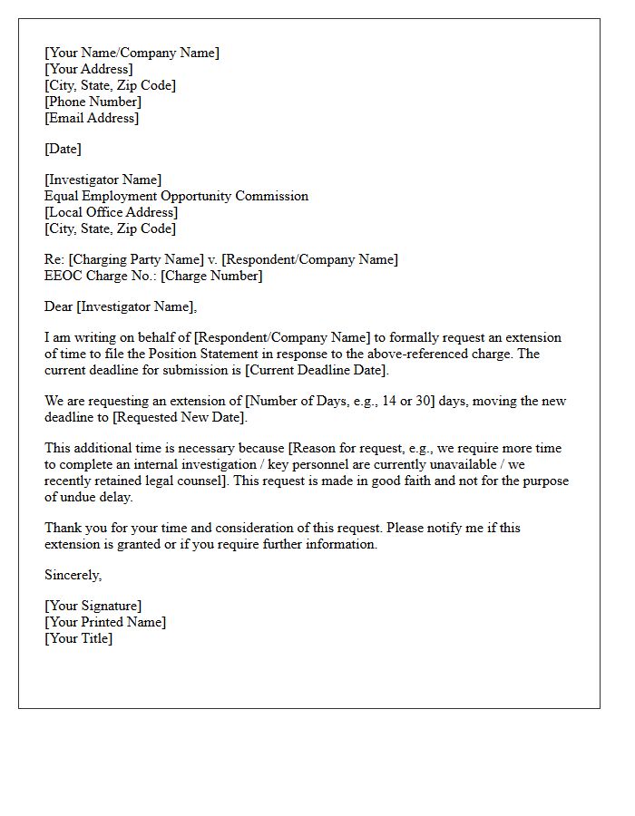 Letter Requesting Extension of Time for EEOC Position Statement