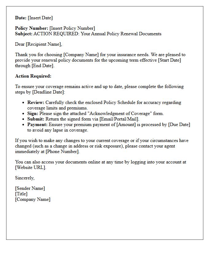 Action Required Annual Renewal Policy Delivery Letter