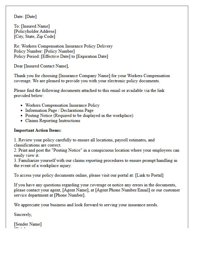 Electronic Workers Compensation Policy Delivery Letter