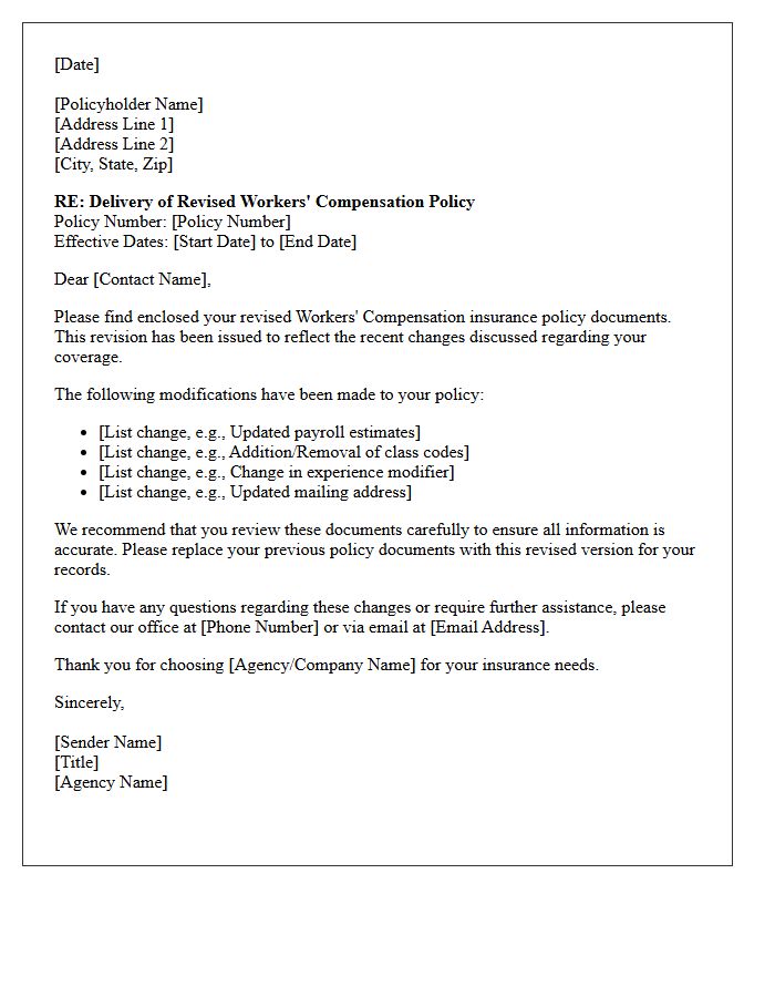 Revised Workers Compensation Policy Delivery Letter
