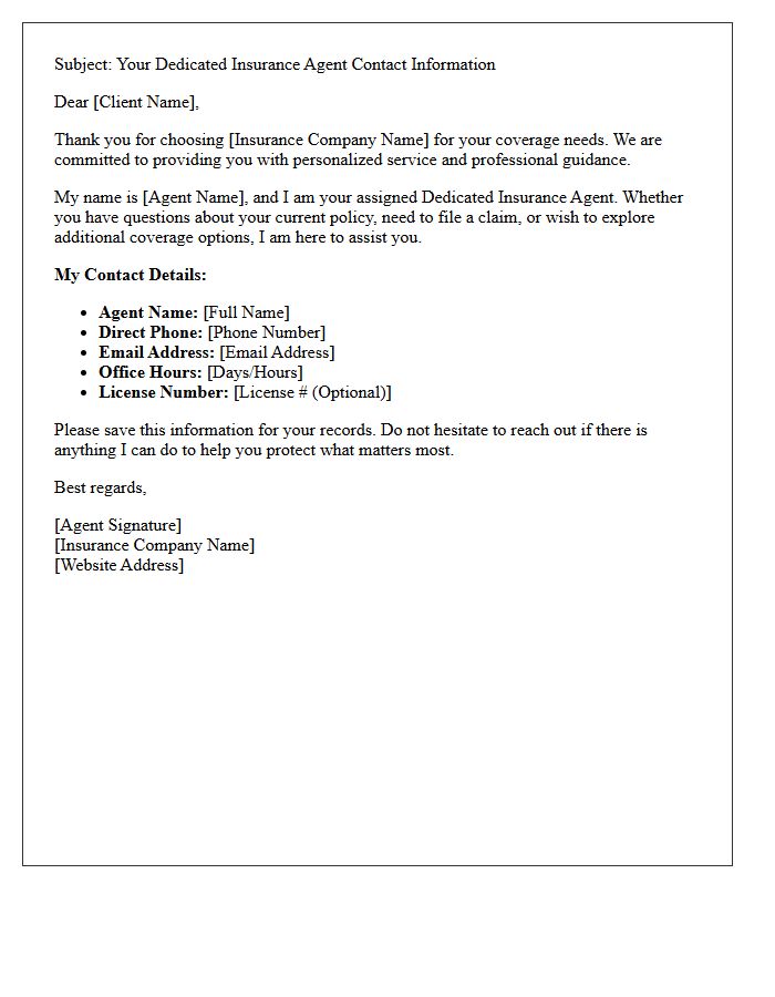 Dedicated Insurance Agent Contact Information