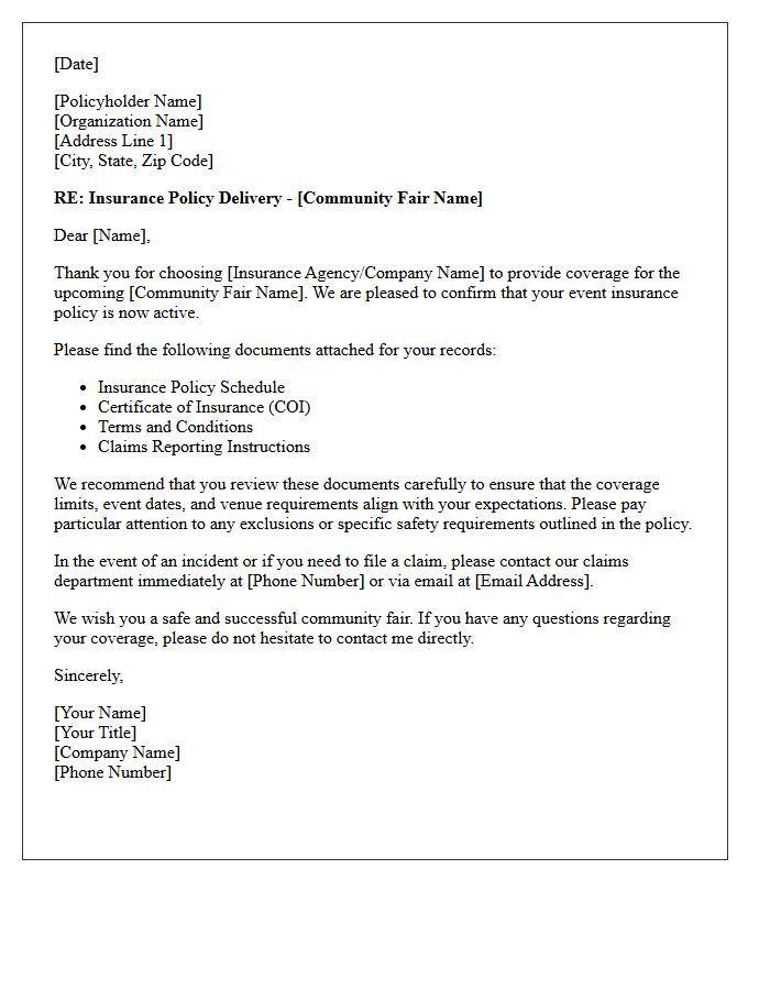Community Fair Event Coverage Policy Delivery Letter