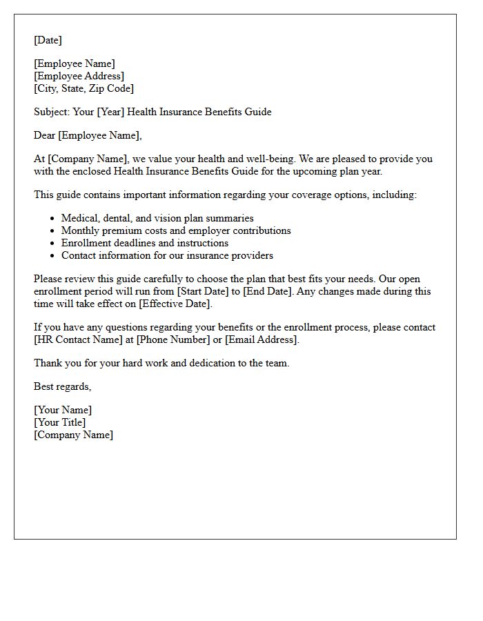 Small Business Health Insurance Benefits Guide Letter