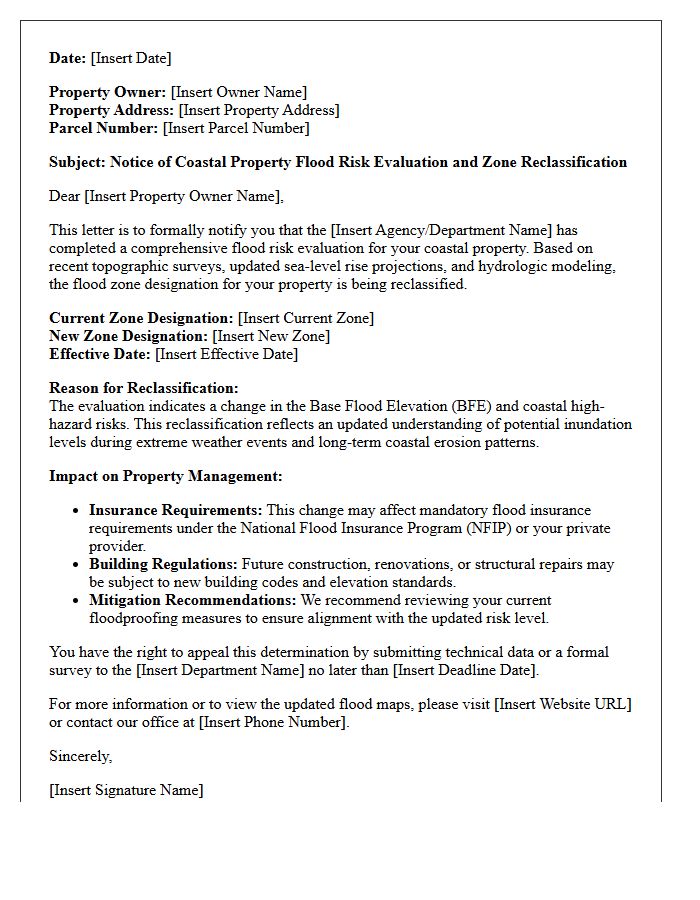 Zone Reclassification Coastal Property Flood Risk Evaluation Letter