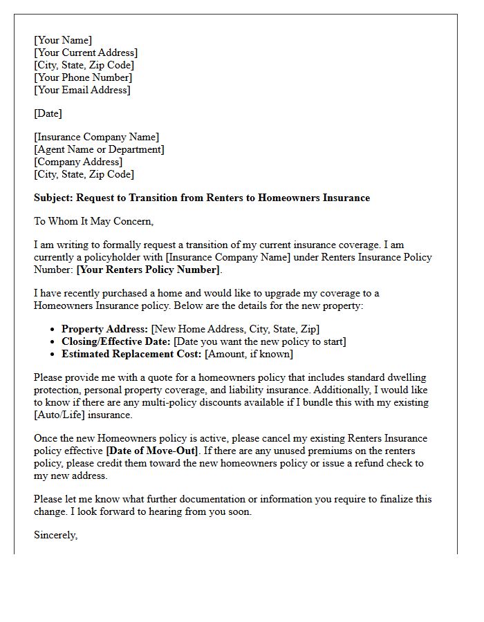 Upgrading From Renters to Homeowners Insurance Letter
