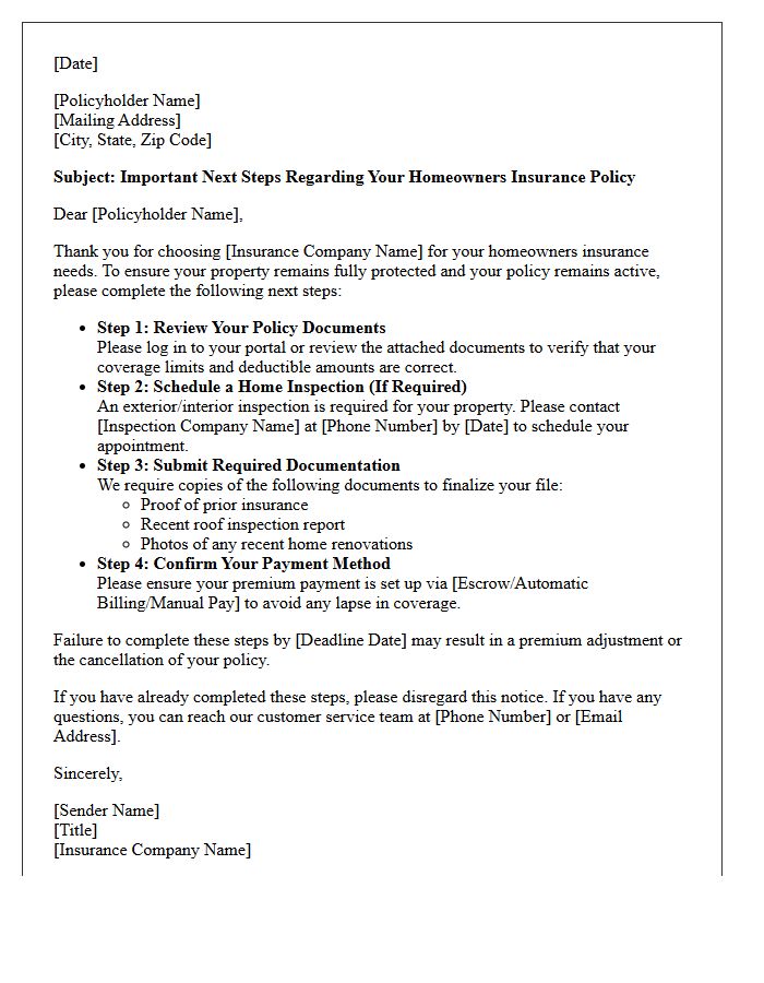 Important Next Steps for Your Homeowners Insurance Letter