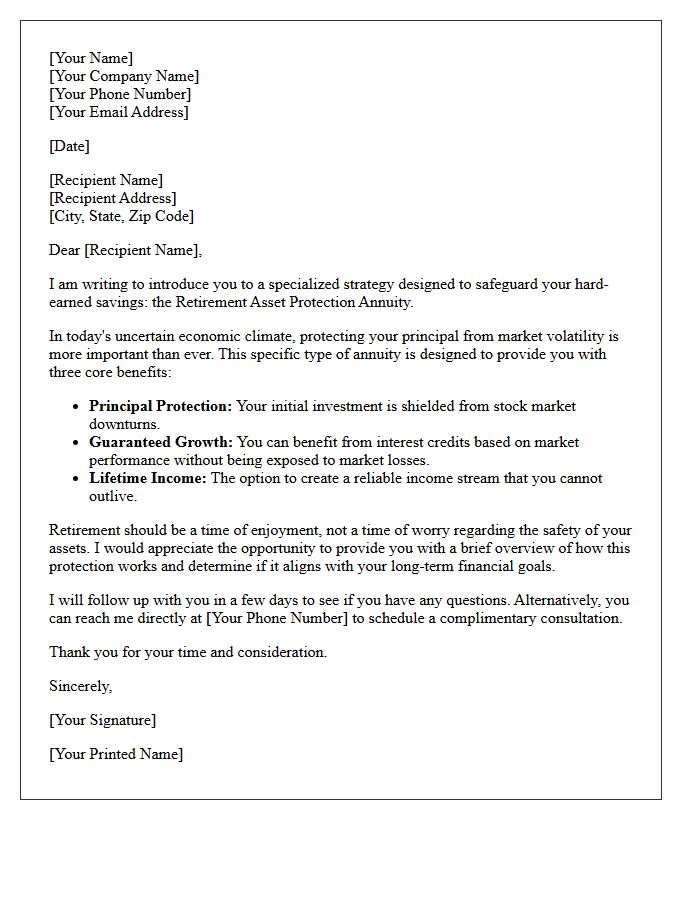 Initial Introduction To The Retirement Asset Protection Annuity Letter