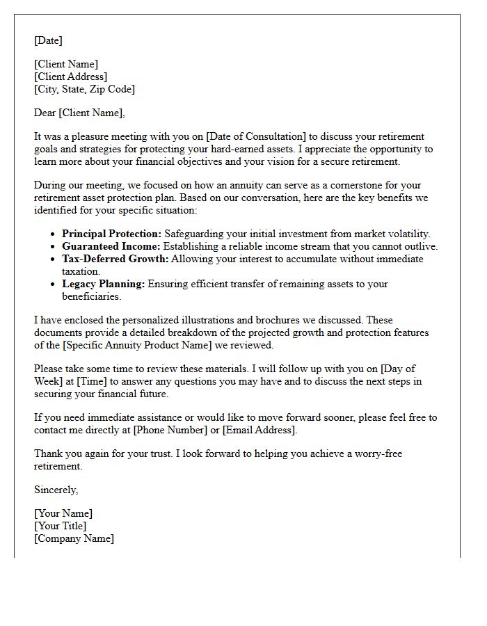 Post-Consultation Follow-Up Retirement Asset Protection Annuity Letter